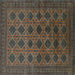 Square Oriental Turquoise Industrial Rug, urb1999turq