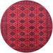 Round Mid-Century Modern Dark Raspberry Purple Oriental Rug, urb1999