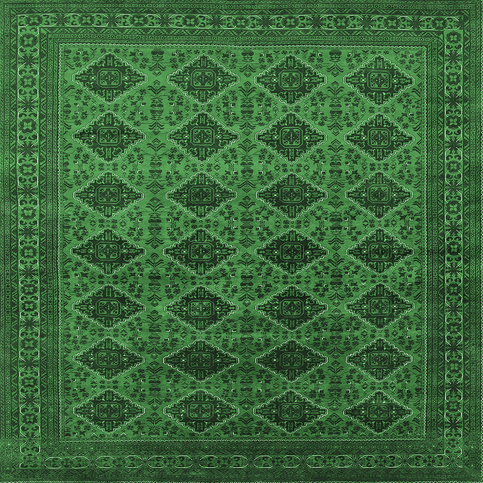 Square Oriental Emerald Green Industrial Rug, urb1999emgrn