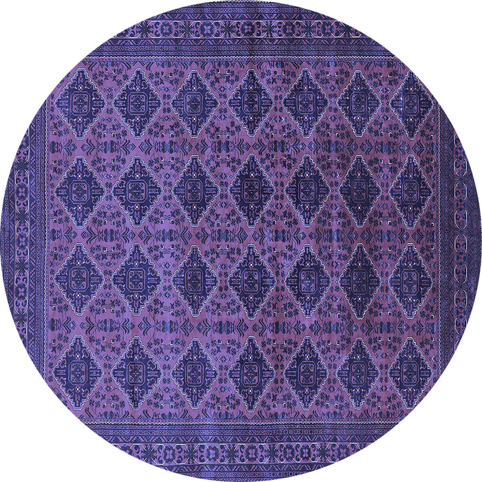Round Machine Washable Oriental Blue Industrial Rug, wshurb1999blu