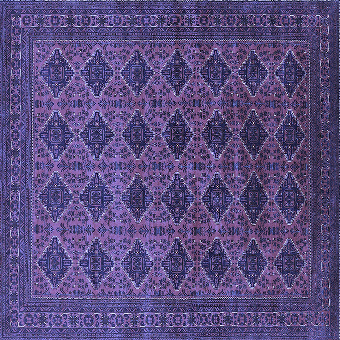 Square Machine Washable Oriental Blue Industrial Rug, wshurb1999blu
