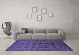 Machine Washable Oriental Blue Industrial Rug in a Living Room, wshurb1999blu