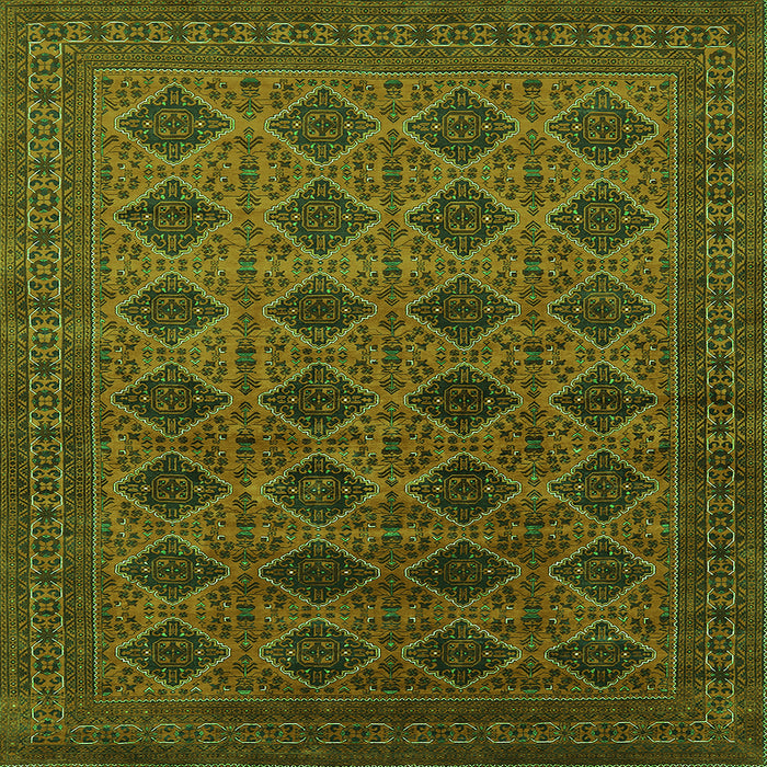 Square Machine Washable Oriental Green Industrial Area Rugs, wshurb1999grn