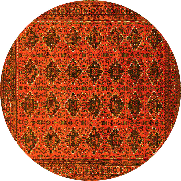 Round Machine Washable Oriental Yellow Industrial Rug, wshurb1999yw