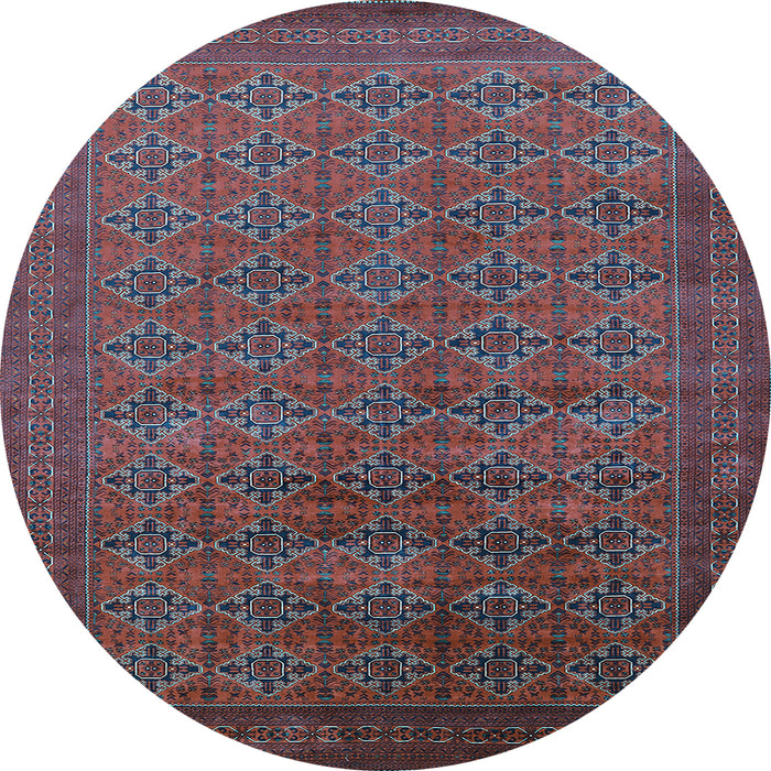 Round Machine Washable Oriental Light Blue Industrial Rug, wshurb2000lblu