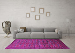Machine Washable Oriental Purple Industrial Area Rugs in a Living Room, wshurb2000pur