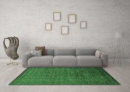 Machine Washable Oriental Emerald Green Industrial Area Rugs in a Living Room,, wshurb2000emgrn