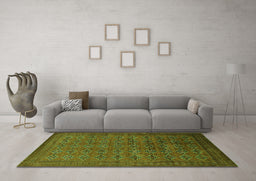 Machine Washable Oriental Green Industrial Area Rugs in a Living Room,, wshurb2000grn