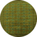 Round Oriental Green Industrial Rug, urb2000grn