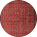 Round Machine Washable Oriental Brown Industrial Rug, wshurb2000brn