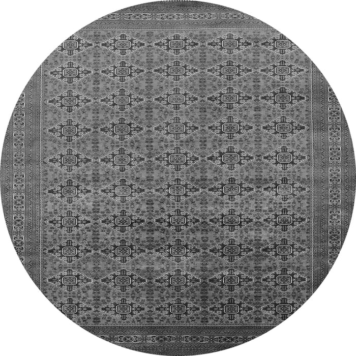 Round Machine Washable Oriental Gray Industrial Rug, wshurb2000gry