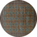 Round Oriental Turquoise Industrial Rug, urb2000turq