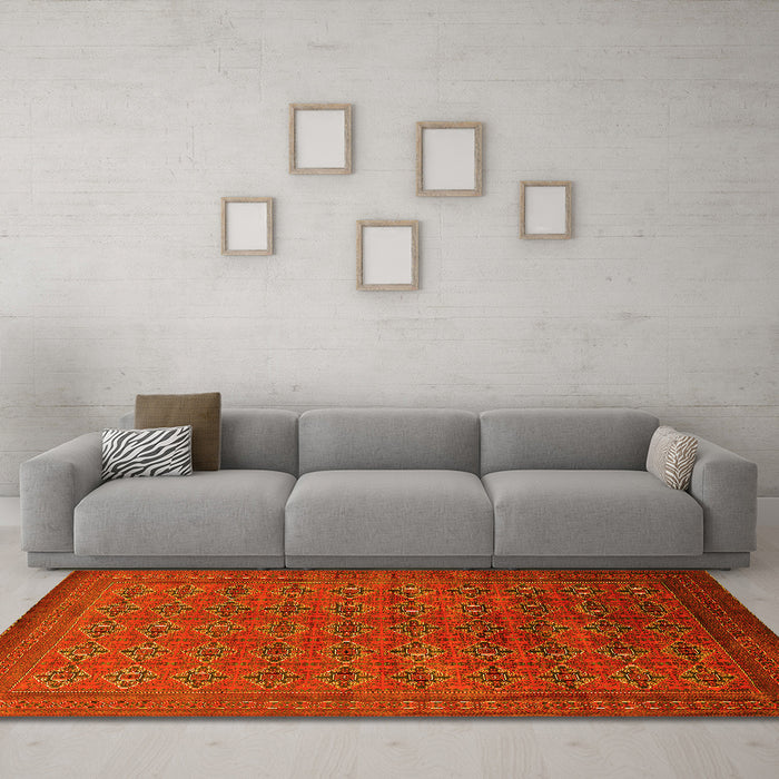 Machine Washable Oriental Yellow Industrial Rug in a Living Room, wshurb2000yw