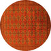 Round Machine Washable Oriental Yellow Industrial Rug, wshurb2000yw