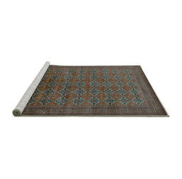 Sideview of Machine Washable Oriental Turquoise Industrial Area Rugs, wshurb2000turq