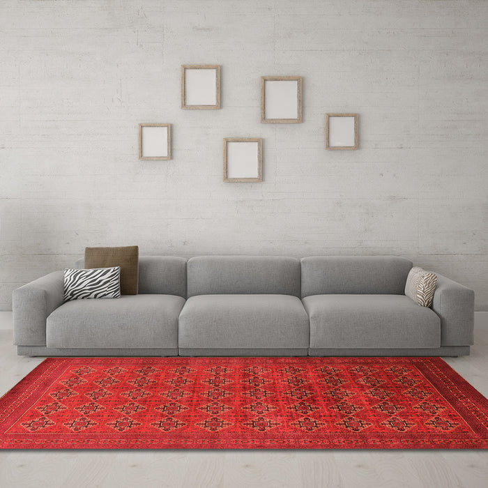 Machine Washable Oriental Orange Industrial Area Rugs in a Living Room, wshurb2000org