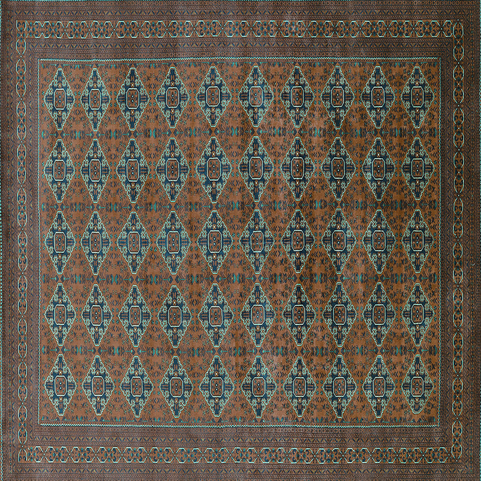 Square Oriental Turquoise Industrial Rug, urb2000turq