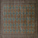 Square Oriental Turquoise Industrial Rug, urb2000turq