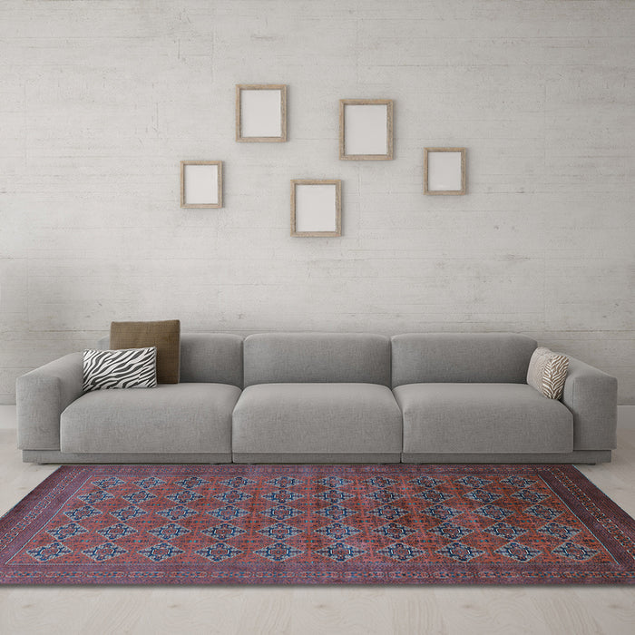 Machine Washable Oriental Light Blue Industrial Rug in a Living Room, wshurb2000lblu