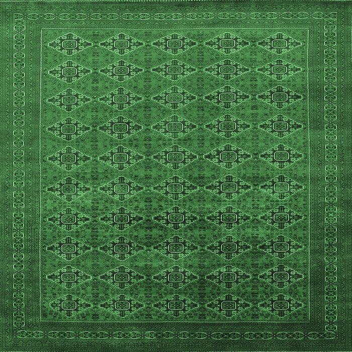 Square Machine Washable Oriental Emerald Green Industrial Area Rugs, wshurb2000emgrn