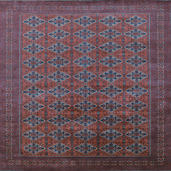 Square Machine Washable Oriental Light Blue Industrial Rug, wshurb2000lblu
