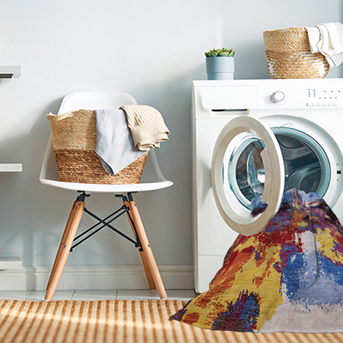 Machine Washable Industrial Modern Dark Raspberry Purple Rug in a Washing Machine, wshurb2001