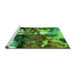 Sideview of Machine Washable Oriental Green Industrial Area Rugs, wshurb2001grn