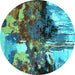 Round Oriental Turquoise Industrial Rug, urb2001turq