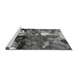 Sideview of Machine Washable Oriental Gray Industrial Rug, wshurb2001gry