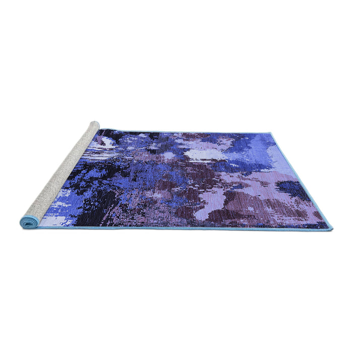 Sideview of Machine Washable Oriental Blue Industrial Rug, wshurb2001blu
