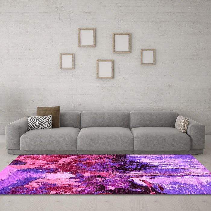 Machine Washable Oriental Pink Industrial Rug in a Living Room, wshurb2001pnk