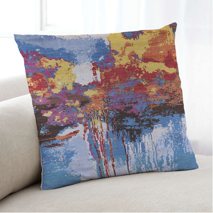 Lifestyle Image of Mid-Century Modern Urban Square Dark Raspberry Purple Throw Pillow, 18 inch by 18 inch, pwurb2001