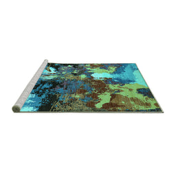 Sideview of Machine Washable Oriental Turquoise Industrial Area Rugs, wshurb2001turq