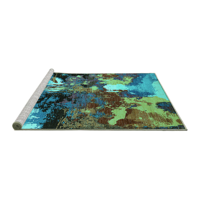 Sideview of Machine Washable Oriental Turquoise Industrial Area Rugs, wshurb2001turq