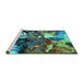 Sideview of Machine Washable Oriental Turquoise Industrial Area Rugs, wshurb2001turq
