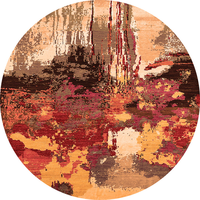 Round Oriental Orange Industrial Rug, urb2001org