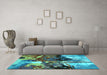 Machine Washable Oriental Turquoise Industrial Area Rugs in a Living Room,, wshurb2001turq