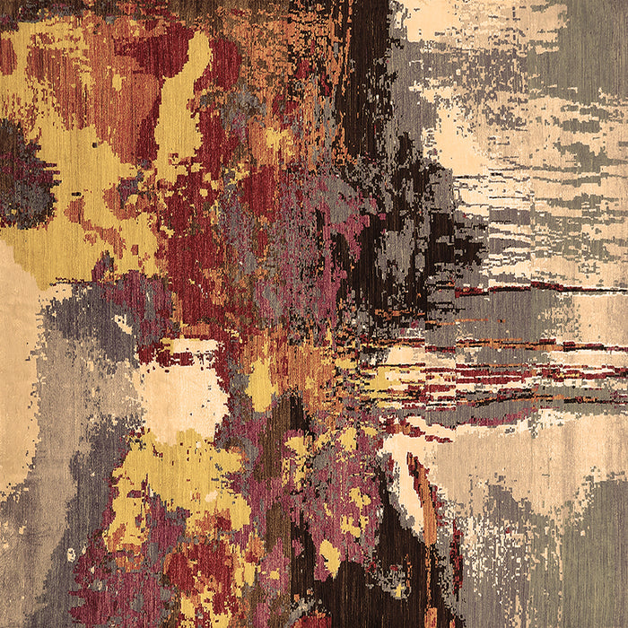 Square Machine Washable Oriental Brown Industrial Rug, wshurb2001brn