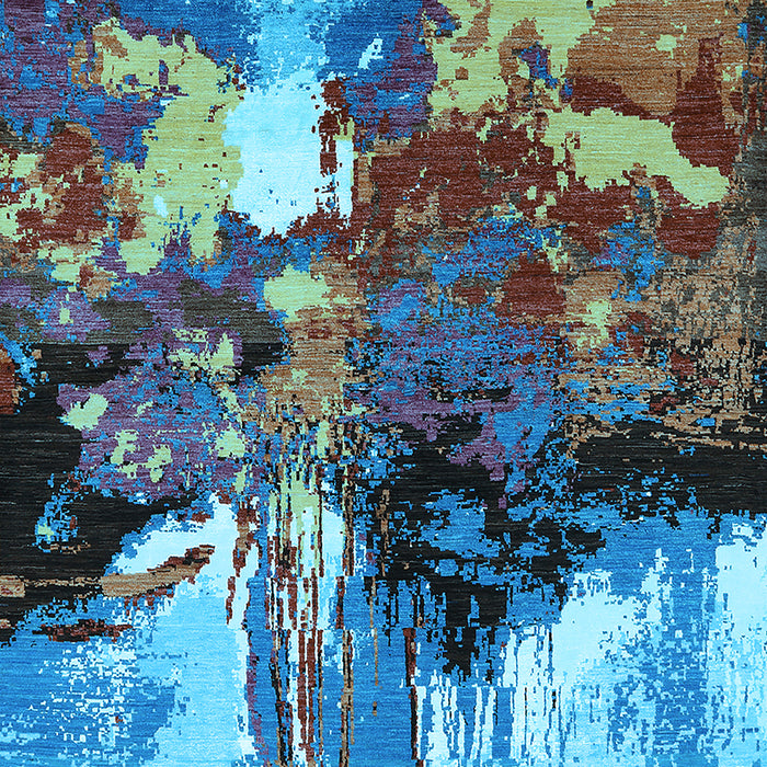 Machine Washable Oriental Light Blue Industrial Rug, wshurb2001lblu