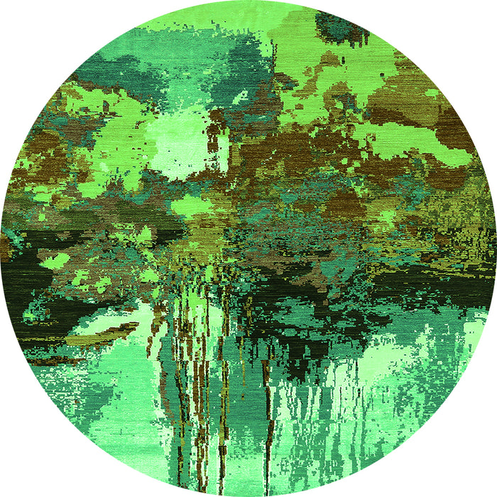 Round Oriental Green Industrial Rug, urb2001grn