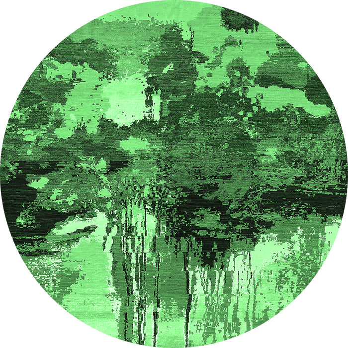 Round Oriental Emerald Green Industrial Rug, urb2001emgrn