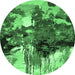 Round Oriental Emerald Green Industrial Rug, urb2001emgrn