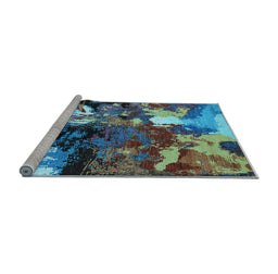 Sideview of Machine Washable Oriental Light Blue Industrial Rug, wshurb2001lblu