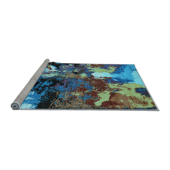 Sideview of Machine Washable Oriental Light Blue Industrial Rug, wshurb2001lblu