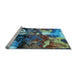 Sideview of Machine Washable Oriental Light Blue Industrial Rug, wshurb2001lblu