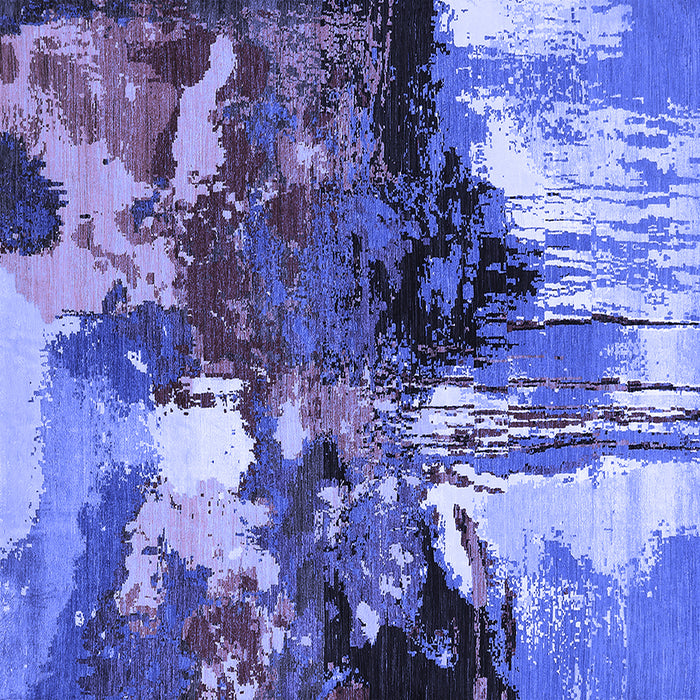 Square Oriental Blue Industrial Rug, urb2001blu