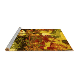 Sideview of Machine Washable Oriental Yellow Industrial Rug, wshurb2001yw