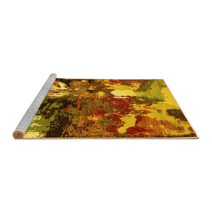 Sideview of Machine Washable Oriental Yellow Industrial Rug, wshurb2001yw