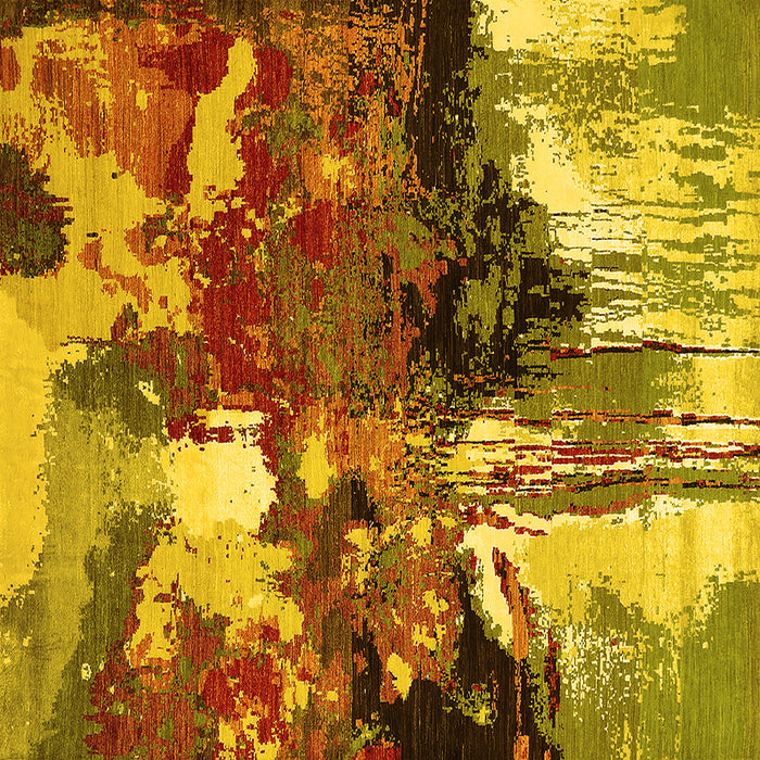 Square Oriental Yellow Industrial Rug, urb2001yw