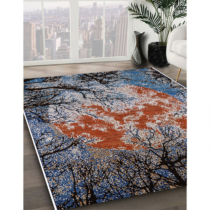 Machine Washable Industrial Modern Burgundy Brown Rug in a Family Room, wshurb2002